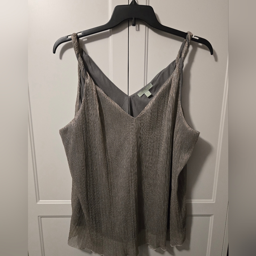Ryegrass Dressy Gray & Gold Women's Sleeveless Top Size 1X